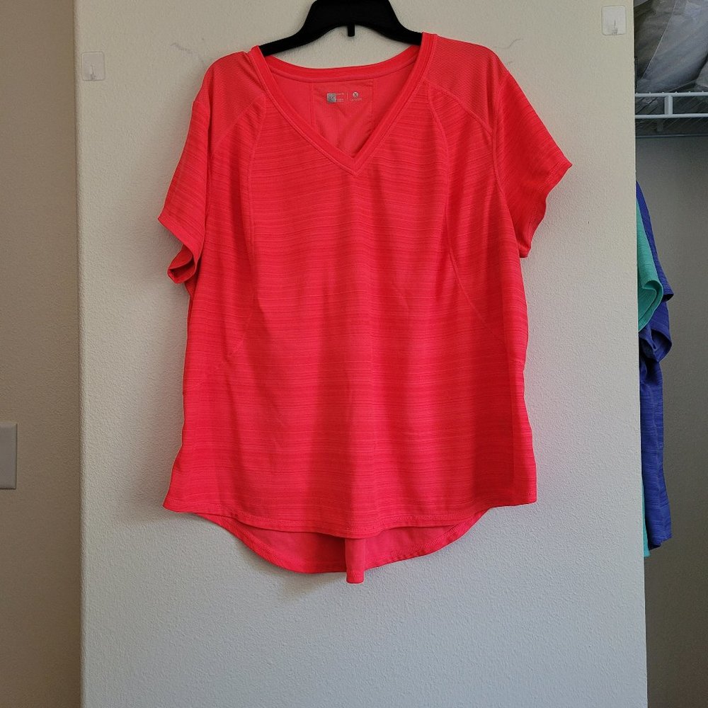 Xersion Orange Women's 3X Athletic Short Sleeved Slim Fit